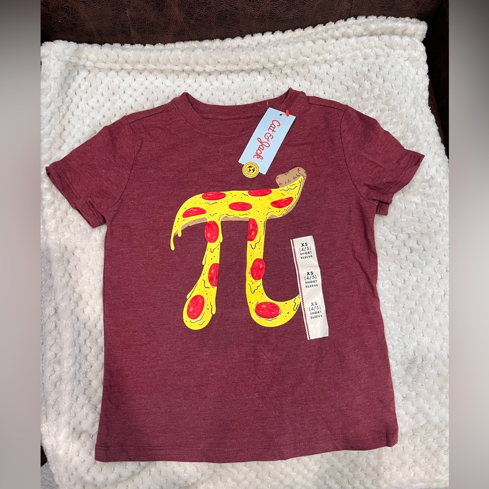 🔴Cat & Jack Burgundy Pizza Pi T-Shirt